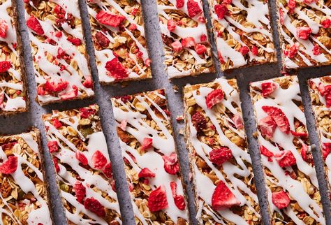 Strawberry ‘N’ Cream Granola Bars Are The Perfect Healthy-ish SnackDelish Air Fryer Doughnut Recipe, Healthy Breakfast For Kids, Granola Recipe Bars, Iron Recipes, Savory Scones, Granola Bar, Cream Cheese Spreads, Freeze Dried Strawberries, Honey Oatmeal