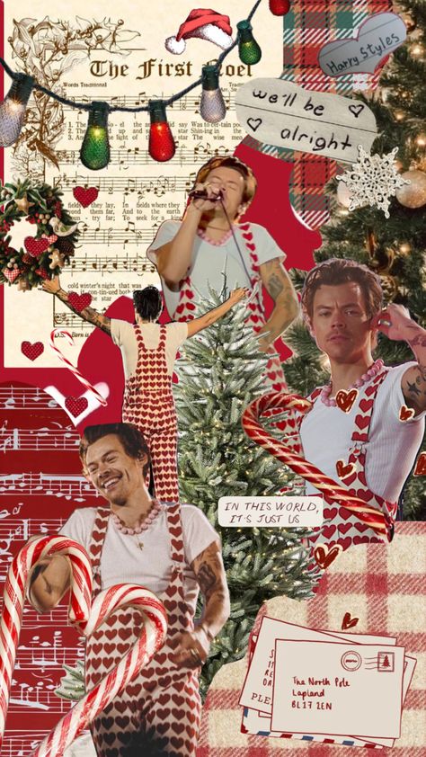 Harry Styles Christmas Wallpaper, Cute Harry Styles, Harry Styles Christmas, Henry Styles, Christmas Lockscreen, Harry Styles Poster, Harry 1d, Harry Styles Aesthetic, Christmas Collage