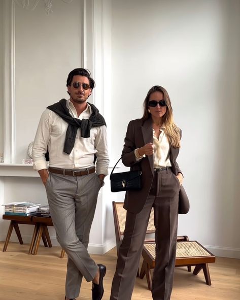 Old Money Business Outfit, Elegant Men Outfits Classy, Couple Chic, Couple Ootd, Couple Inspo, Style Couple, Couple Fits, Stylish Couple, Matching Couple Outfits