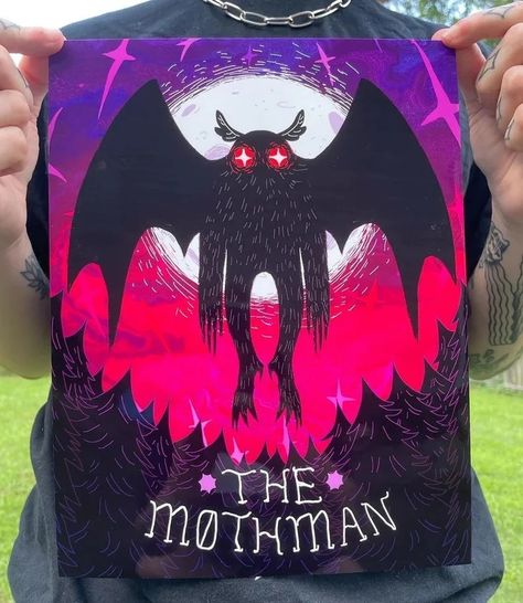 The Mothman Art Print 8.5 X 11 or 4x6 - Etsy Moth Man Painting, Mothman Art, Moth Man, The Mothman, Inspiration Journal, Party Bus, Party People, Richmond Va, Pretty Art