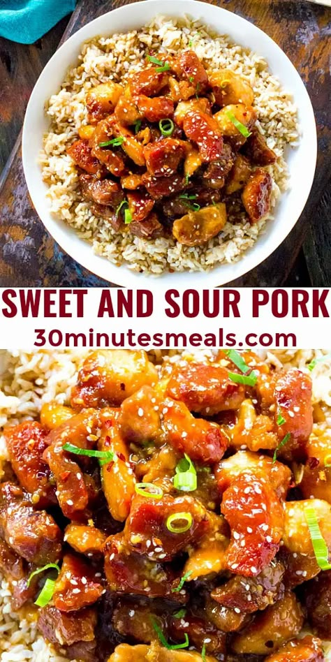 Pork Dinner Recipes Chops, One Pot Pork Recipes, Pork For Dinner Ideas, Pork Meals Healthy, Best Sweet And Sour Pork Recipe, Sweet Ans Sour Pork Recipe, Pork Chop Toppings, Pork Food Ideas, Pork Main Dishes For Dinner