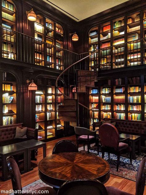 Cafe Library Design, Small Library Aesthetic, Cool Libraries, Library Cafe Design, Vintage Home Library, Hotel Library, At Home Library, Beautiful Home Library, Library At Home