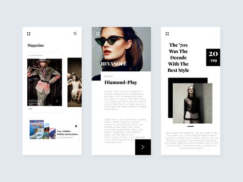 Magazine App | Design Inspiration by Mina on Dribbble Magazine Website Design, Ux Design Mobile, Card News, Mobile Website Design, Magazine Design Inspiration, Website Banner Design, 잡지 레이아웃, Mobile App Design Inspiration, Mobile Web Design