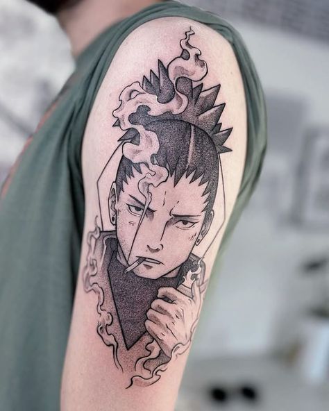 Naruto Tattoo Gaara, Shikamaru Tattoo Ideas, Tattoos Medium, Ntr Anime, Kakashi Tattoo, Naruto Tattoos, Collage Tattoo, 22 Tattoo, Hidden Leaf Village