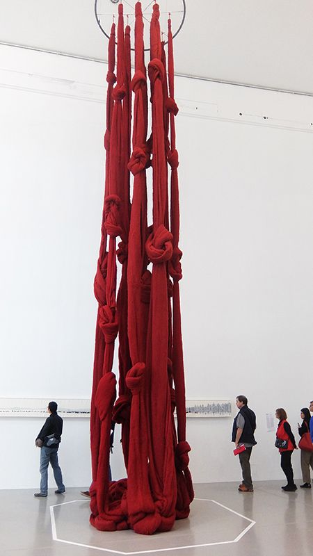 Textile Installation, Rope Sculpture, Fashion Installation, Contemporary Art Installation, Fabric Installation, Textile Sculpture, Red Rope, Textile Fiber Art, Red Thread