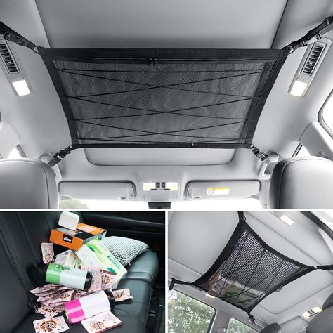 Car Ceiling Storage, Car Roof Storage, Car Ceiling, Cargo Organizer, Roof Storage, Ceiling Storage, Road Trip Car, Car Organization, Car Camper