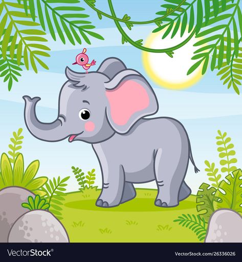 Elephant Cartoon Images, Deco Jungle, Drawing Lessons For Kids, Elephant Illustration, Elephant Drawing, Cartoon Elephant, Art Drawings For Kids, African Animals, Cartoon Style