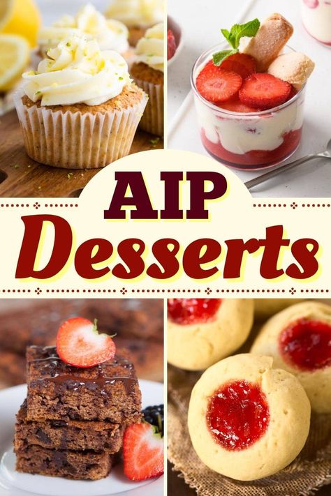 Nourish your body and enjoy great food with these easy AIP desserts! From cookies and brownies to ice cream, this roundup has all your cravings covered. Hashimotos Disease Desserts, Quick And Easy Aip Desserts, Aip Deserts Autoimmune Paleo, Aip Desserts Quick, Aip Party Food, Anti Inflammation Diet Desserts, Aip Christmas Desserts, Aip Desserts Easy, Aip Ice Cream