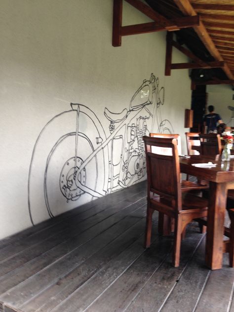 Bike Mural Wall Art, Garage Mural Indoor, Motorcycle Parking, Garage Paint, Biker Bar, Motorcycle Wall Art, Diy Wall Painting, Motorcycle Shop, Motorcycle Garage