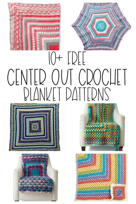 Center out crochet blankets and afghans are lots of fun to make! Explore all sorts of colors and textures with this free pattern collection on Moogly!  #freepatterns #crochetblankets #crochetafghans #centeroutcrochet #centeroutblankets #yarnspirations #mooglyblog Moogly Crochet, Unique Crochet Blanket, Bow Hair Tie, Crochet Bloggers, Crochet Dreams, Round Blanket, Fast Crochet, Crochet Bow, Crochet Blanket Pattern Easy