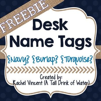 A free classroom set of student desk name tags in navy!! Want more of this color scheme? Check out my other classroom decor in navy, burlap, and turquoise: Birthday Display Calendar Shades Of Blue Classroom, Turquoise Classroom Decor, Classroom Name Tag Ideas, Blue Classroom Walls, Navy Blue Classroom Theme, Navy Classroom Decor, Classroom Table Numbers, Student Desk Name Tags, Turquoise Birthday