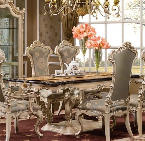 Formal Dining Room Sets, Scandinavian Dining Room, Set Meja Makan, Dining Room Remodel, Furniture Classic, Formal Dining Tables, Luxury Dining Room, Luxury Dining, Dining Room Set