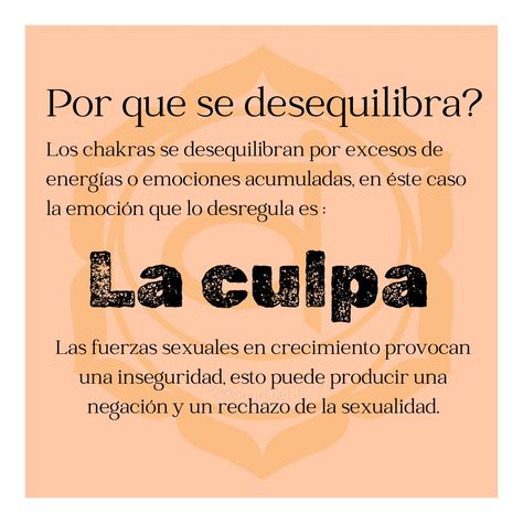 ¿Cómo saber si mi Chakra Sacro está desequilibrado? ➡En principio lo que podemos hacer es testear nuestros síntomas y emociones. En el post te dejé varios puntos de lo que puede provocarte la desregulación de éste chakra, si te sentís identificado con tres o más es muy probable que si 😕 Una disfunción del chakra sacro tiene frecuentemente su origen en la pubertad. Las fuerzas sexuales en crecimiento provocan una inseguridad que si no es bien acompañada puede producir una negación y un recha... 7 Chakras, Ayurveda, Reiki, Chakra, Yoga