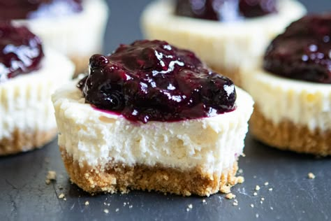 Mini Goat Cheese Cheesecakes with Berry Compote Berry Topping, Goat Milk Recipes, Ibs Recipes, Goat Cheese Recipes, Berry Compote, Individual Desserts, Cheese Dessert, Mini Cheesecakes, Treat You