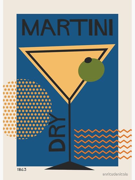 Art Deco Stickers, Mid Century Poster Design, Vintage Bar Poster, Mid Century Design Graphic, Drinks Graphic Design, Vintage Cocktail Poster, Cocktail Graphic Design, Mid Century Graphic Design, Bar Posters