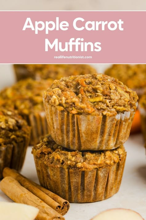 These apple carrot muffins are healthy, flavorful, and perfect for breakfast or a snack. Made with shredded carrot and fresh apples, this carrot muffin recipe is packed with goodness. Try these easy apple carrot muffins for healthy breakfast muffins that combine the best of apple and carrot muffins! Carrot Apple Sauce Muffins, Carrots Muffins Recipe, Healthy Christmas Muffins, Carrot Cake Mini Muffins, Healthy Breakfast Breads And Muffins, Apple And Carrot Muffins, Healthy Apple Muffins With Fresh Apples, Sugar Free Carrot Muffins, Easy Muffin Recipes 4 Ingredients