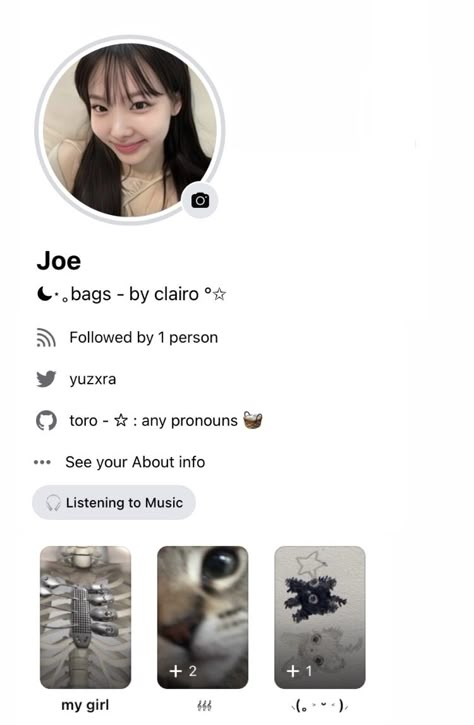 [ don't steal , thank you ^^ ] #nayeonicons #layout Profile Feature Layout, Fb Names Ideas Aesthetic, Fb Ideas Profile, Profile Layout Facebook, Facebook Bio Ideas Tagalog, Facebook Feed Ideas, Aesthetic Names For Facebook, Nayeon Fb Layout, Facebook Highlights Layout