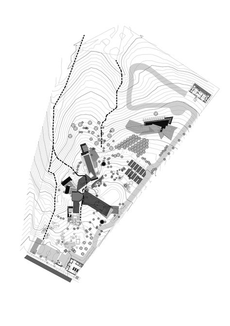 Photo 7 of 8 in A Staggering Retreat in Western India Follows the Contours of Hills and Forest - Dwell Site Plan With Contours, Contour Site Plan Architecture, Contour Site Architecture, Contour Architecture, Site Plan Architecture, Site Plan Rendering, Site Plan Drawing, Interior Architecture Sketch, Site Plan Design