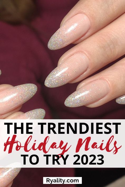 Holiday Nail Ideas, Acrylic Nails Almond Shape, Gel Colors, December Nails, Holiday Nail Designs, Holiday Nail, Simple Gel Nails, Gel Tips, Nail Health