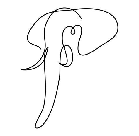 Minimal Tattoo Sketch, Single Line Elephant, Minimalist Tattoo Hand, Drawing Of Elephant, One Line Elephant, Elephant Line Art, Elephant Line Drawing, Elephant Icon, Elephant Logo Design