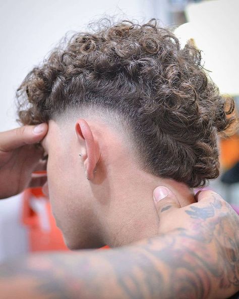 Faded Mullet Men Curly, Fohawk Haircut Fade Curly, Mullet Fade Haircut Curly, Mohawk Curly Hair Men, Curly Burst Fade Mullet, Burst Fade Haircut Curly, Curly Mohawk Men, Frohawk Fade Men, Burst Fade Mohawk Curly Hair