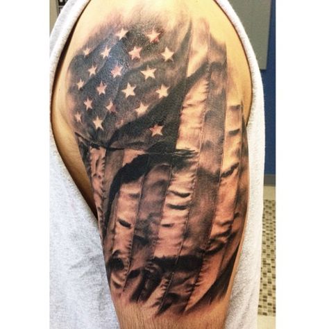 554 Likes, 49 Comments - Eris Qesari 🌀 (@erisqesari) on Instagram: “6 hours today. Needs one more pass for the highlights!  #eristattoo #erisqesari #america #usa #flag…” American Flag Sleeve Tattoo, Arm Cover Up Tattoos, Cover Up Tattoos For Men, Fire Fighter Tattoos, Patriotic Tattoos, Military Tattoos, Flag Tattoo, Up Tattoo, Back Of Shoulder Tattoo