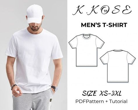 Men T-shırt sewing pattern and sewing instruction / sizes XS-3XL / Easy sewing project for beginners / Step by step / A4-A0-Letter Pattern Mens Sewing, T Shirt Sewing, Mens Sewing Patterns, T Shirt Sewing Pattern, Shirt Sewing, Gift Card Craft, North Face Shirts, Diy Tops, Shirt Sewing Pattern