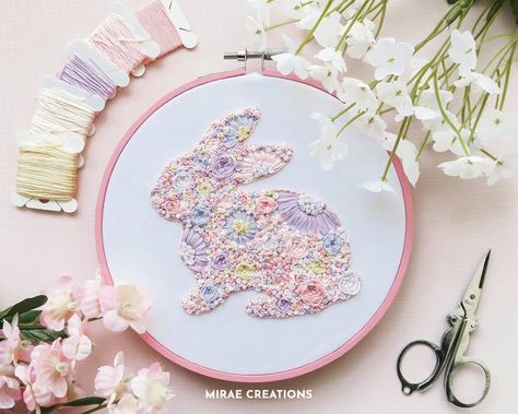 https://www.theyellowbirdhouse.com/wp-content/uploads/2022/03/Floral-Bunny.webp Easter Embroidery Patterns, Anchor Threads, Easter Embroidery Designs, Bunny Embroidery, Diy Embroidery Designs, Easter Embroidery, Stitch Guide, Embroidery Hand, Hand Embroidery Pattern