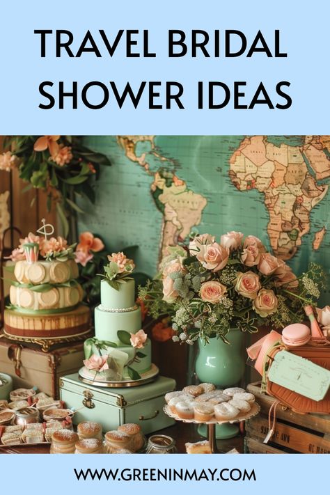 Do you know a bride-to-be who loves to travel or who would love to travel the world? Then she would love a travel themed bridal shower. This bridal shower theme is also perfect for the bride who will be having a destination wedding. Traveling From Miss To Mrs Shower Decor, Destination Wedding Bridal Shower Ideas Travel Themes, Travel Bridal Shower Ideas, Destination Wedding Shower Ideas, Love Is An Adventure Bridal Shower Theme, Adventure Awaits Bridal Shower Theme, Adventure Bridal Shower Theme, Destination Wedding Bridal Shower Ideas, Travel Theme Bridal Shower Ideas