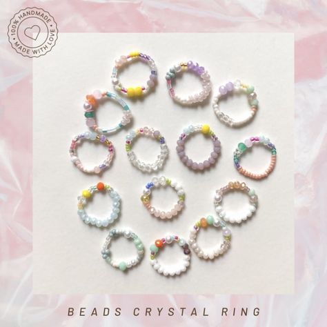 Beads Ring, Diy Beaded Rings, Diy Jewelry Tutorials, Bracelet Craft Diy, Bead Charms Diy, Diy Bracelet Designs, Pretty Beads, Beads Bracelet Design, Simple Bracelets