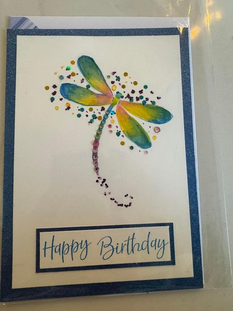 Dragonflies, Butterflies, Cards Handmade, Happy Birthday, Greeting Cards, Birthday