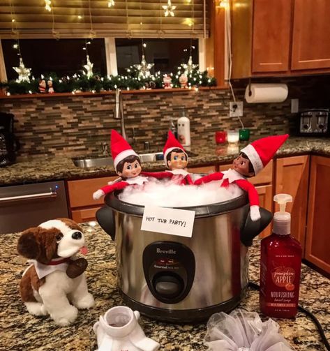 Hot Tub Party, Bad Elf, Christmas Elf Doll, Food Post, Awesome Elf On The Shelf Ideas, Elf Magic, Elf Activities, Xmas Elf, Elf Antics