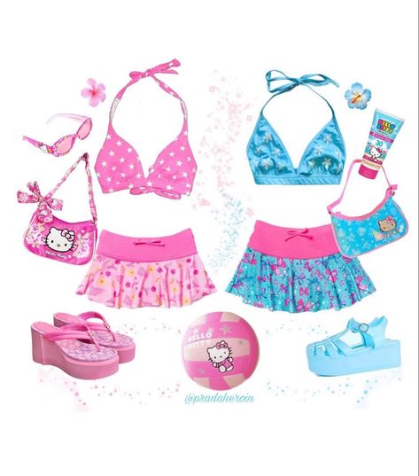 Barbie Summer, Gyaru Fashion, Outfit Collage, 2000s Fashion Outfits, Cute Swimsuits, Really Cute Outfits, Kawaii Clothes, 2000s Fashion, Lookbook Outfits