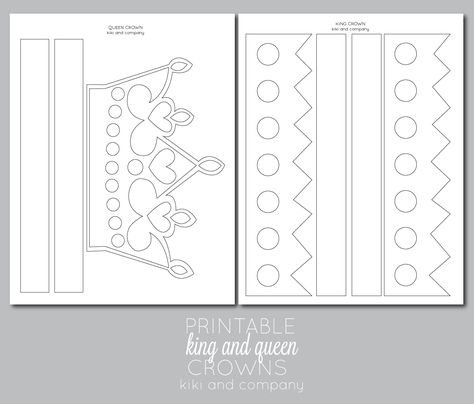 printable king and queen crowns at kiki and company. Birthday Queen Crown Free Printable, Printable Crowns Template, Esther Crown Craft, Queen Activities For Preschool, Printable Crown Template Kids, Ckla Kindergarten Kings And Queens, Kings And Queens Kindergarten, Crown Templates, Printable Crown