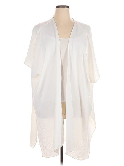 Spin Kimono Size: 1X Tops - used. No Fabric Content | Spin Kimono: White Tops - Size 1X White Tops, Spinning, Womens Tops, Fabric, White