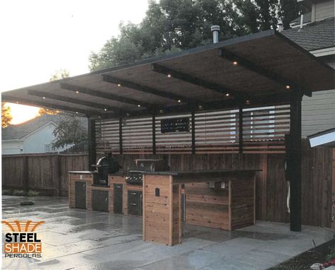 Steel Pergola, Custom Mailboxes, Outdoor Kitchen Plans, Build Outdoor Kitchen, Outdoor Kitchen Design Layout, Backyard Kitchen, Outdoor Kitchen Patio, Backyard Remodel, Roof Structure