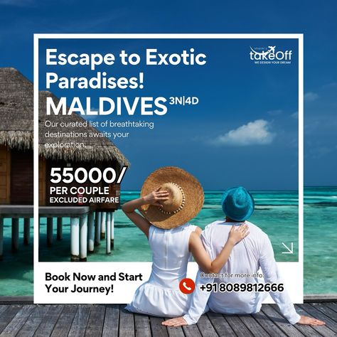 Maldives Exotic Offer Per couple @55000 #maldiveshoneymoon #maldiveshoneymoonpackages #budgetmaldivespackages #honeymoondestination #bestvacations #limitedtimeoffer #bestpricepackages Real Estate Creatives, Maldives Honeymoon Package, Photoshop Eyes, Real Estate Banner, Maldives Honeymoon, Beauty Makeup Photography, Honeymoon Packages, Makeup Photography, Honeymoon Destinations