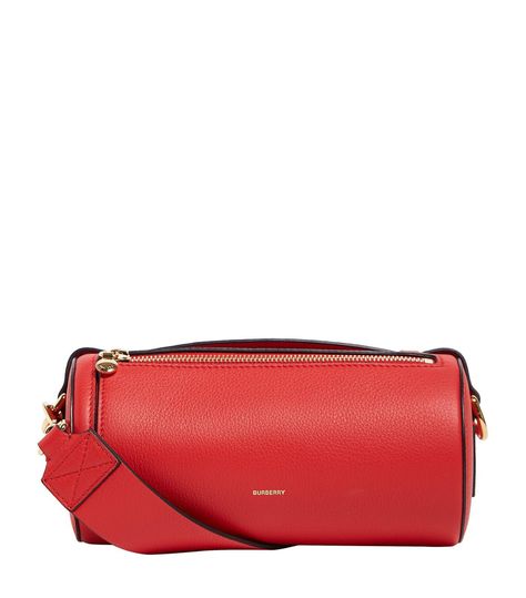 Leather Barrel Bag - Red - Burberry Shoulder bags Burberry Shoulder Bag, Barrel Bag, Shoulder Bags For Women, Burberry Women, Online Sale, Embossed Logo, Burberry Bag, Kate Spade Crossbody, New Season