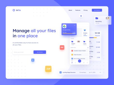 File Manager Landing Page by UGEM on Dribbble Landing Pages Design, Ui Design Mobile, Landing Page Examples, File Manager, Web Design Mobile, Landing Page Builder, App Landing Page, Ui Design Website, Web Ui Design