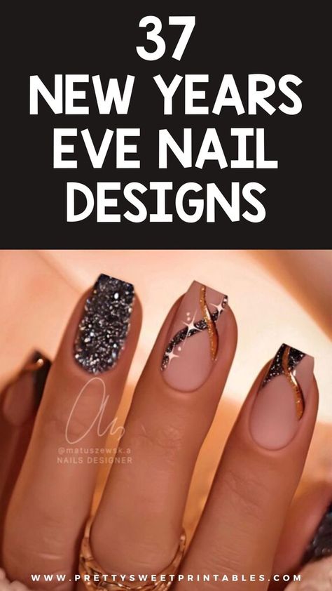 new year eve nail designs ideas New Years Eve Coffin Nail Designs, Nail Design For New Years Eve, Almond Nails Designs Sparkle, Square Nails New Years, New Year’s Eve Manicure, New Years Sparkly Nails, New Year’s Eve Dip Nails, New Years Sparkle Nails, Square New Years Nails