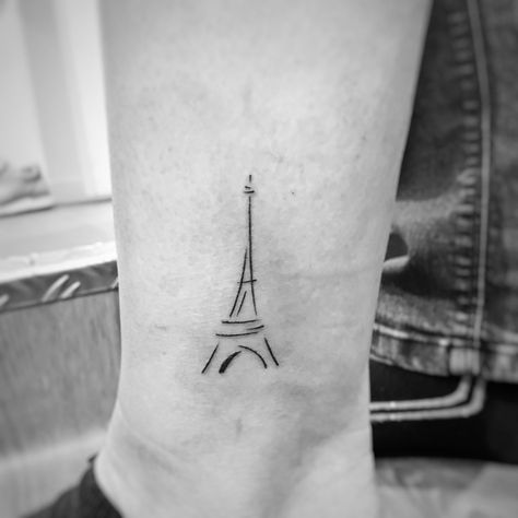 Mini Eiffel Tower Tattoo, Eiffel Tower Tattoos, Tiny Eiffel Tower Tattoo, Tiny Paris Tattoo, Paris Stamp Tattoo, Paris Inspired Tattoos, Effiel Tower Tattoo, Eiffel Tattoo, France Tattoo Ideas