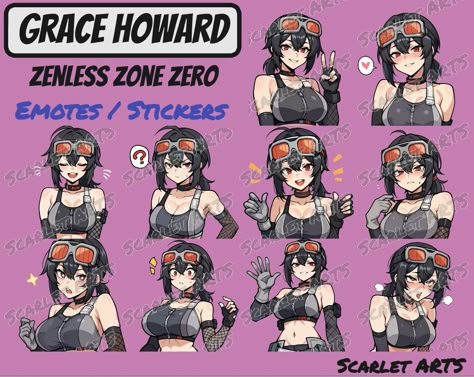 Zenless Zone Zero Grace Howard, Grace Zenless Zone Zero, Grace Howard, Splatoon 2 Art, Stickers Anime, Zenless Zone Zero, Chibi Style, Discord Emotes, Style Anime