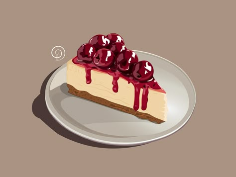 Cheesecake Tattoo, Cheesecake Drawing, Cheesecake Illustration, Cake Draw, Cheesecake Menu, Freepik Illustration, تشيز كيك بالفراولة, Pancake Drawing, Cheesecake Cherry