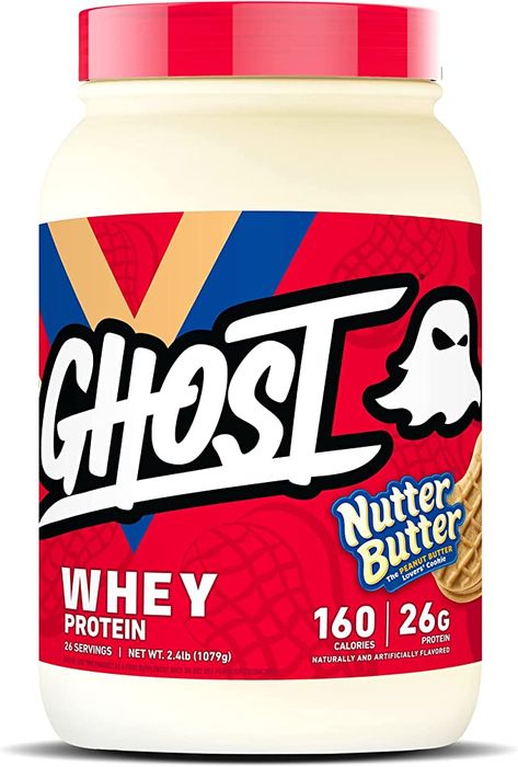 GHOST WHEY Protein Powder, Nutter Butter - 2lb, 26g of Protein - Whey Protein Blend - ­Post Workout Fitness & Nutrition Shakes, Smoothies, Baking & Cooking - Cookie Pieces Inside Ghost Protein, Best Tasting Protein Powder, Protein Chocolate Chip Cookies, Nutter Butter Cookies, Nutter Butter, Nutrition Shakes, Peanut Butter Protein, Cookie Flavors, Peanut Butter Lovers