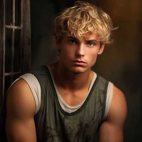 Buff Blonde Guy, Blonde Fantasy Male, Guys With Blonde Hair, Pfp For Guys, Blonde Hair For Hazel Eyes, 2023 Blonde, Blond Men, Buff Guy, Guy Haircuts