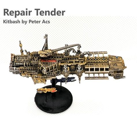 Battlefleet Galaxy on Instagram: "Repair Tender - a kitbash project by Peter Acs where he modified an original Imperial Cruiser extensively. #battlefleetgalaxy" Imperial Navy Breachers 40k, 40k Imperial Navy, Battle Fleet Gothic Warhammer 40k, Gothic Miniatures, Battle Fleet Gothic, 40k Ships, 40k Mechanicus, Battlefleet Gothic Ships, Battle Fleet