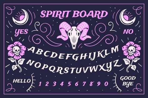 Ouija Board Illustration, Ouija Board Drawing, Ouji Board Tattoo, Ouija Board Aesthetic, Cute Ouija Board, Ouija Board Art, Witch Drawings, Ouija Board Design, Michel Afton