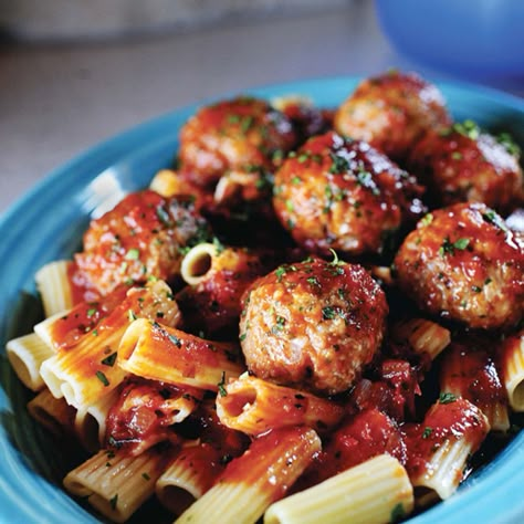 Rigatoni and Meatballs by Ree Drummond Rigatoni And Meatballs, The Pioneer Woman Cooks, Sunday Gravy, Pioneer Women Cooks, Pasta Food Recipes, Canning Whole Tomatoes, The Sopranos, Pasta Food, Pioneer Woman Recipes