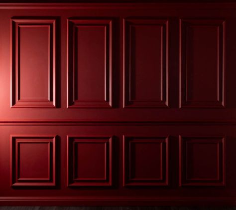 Red Wall Panelling, Dark Red Walls, Gatsby Interior Design, Wall Moulding Ideas, Duco Finish, Red Wall Paint, Decorative Wall Molding, Burgundy Walls, Gym Design Interior