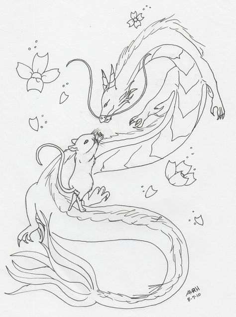 Yes the Chinese Zodiac I am of course the year of the rat and my husband the dragon this is a tat idea for us both to get on our backs P.S. No one can use this in anyway it is copyrighted by me and... Rat And Dragon Tattoo, Dragon And Rat Tattoo, Rat Tattoo Design Japanese, Rabbit And Dragon Tattoo, Chinese New Year Dragon Tattoo, Chinese Zodiac Animals Tattoo, Year Of The Rat Tattoo Design, Chinese Rat Zodiac Tattoo, Rat Zodiac Tattoo